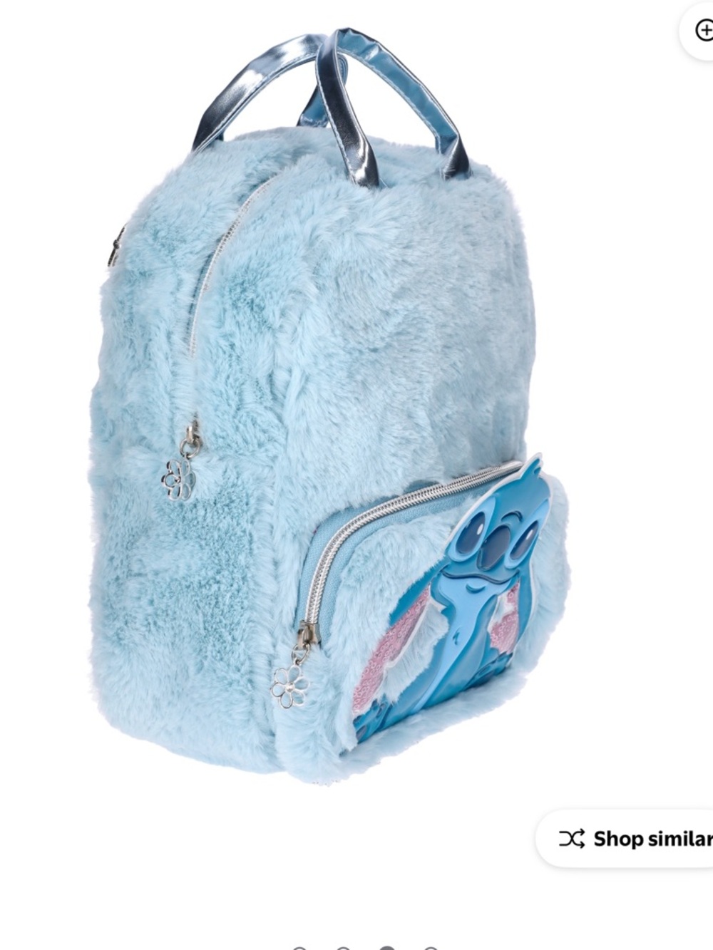 Lilo & Stitch Girls Faux Fur Mini Backpack Blue Character New Adjustable Pockets - Picture 2 of 8